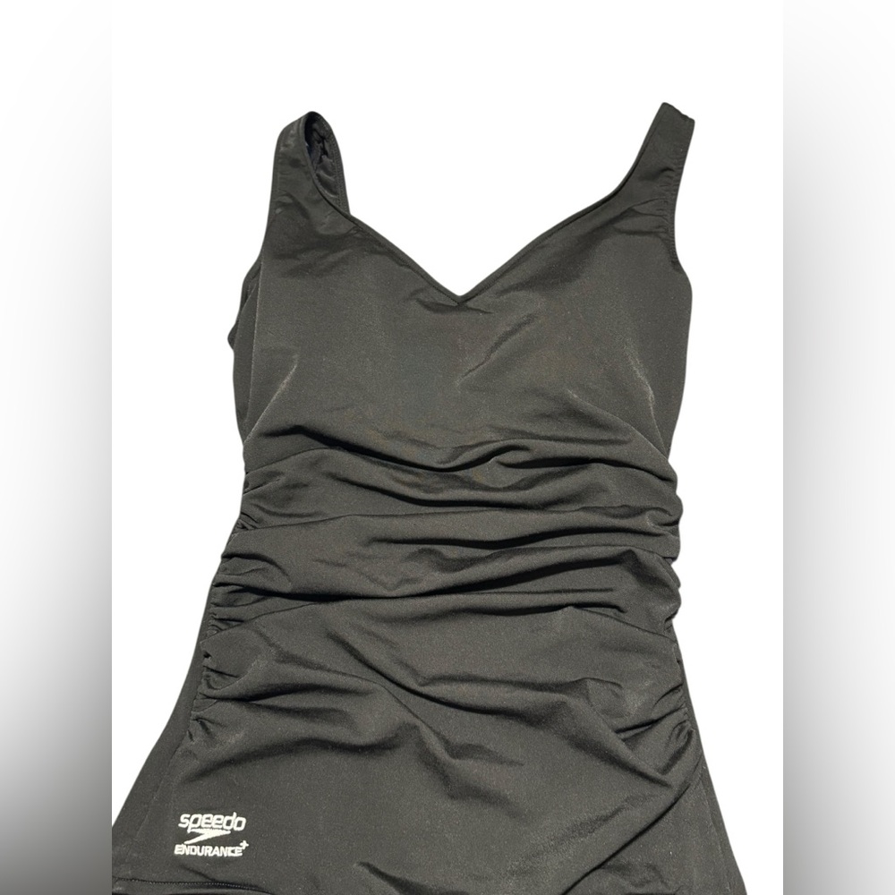 Speedo Endurance Plus Shirred Front One Piece Swimsuit Black Size 8 Power Mesh - Picture 6 of 12